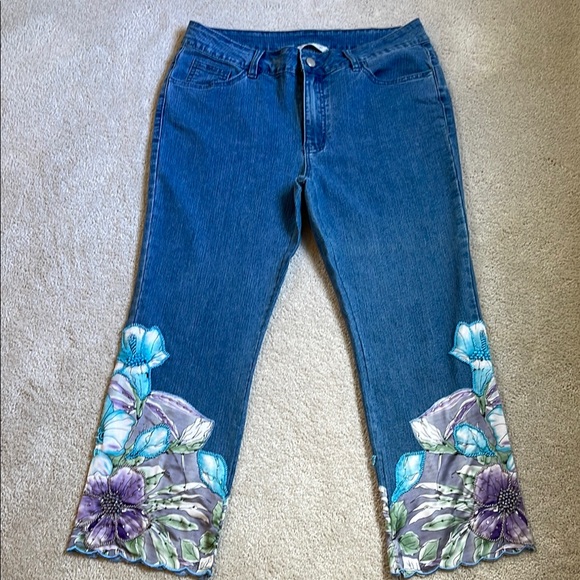 Soft Surroundings Denim - Soft Surroundings Petite Blue and Purple Ankle Cropped Jeans